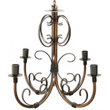 Lustre De Ferro Artesanal Para Sala Moderna Verniz 4 Bocais