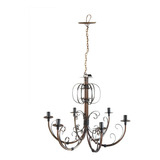 Lustre De Ferro Artesanal Para Sala Verniz Luminaria Teto