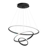 Lustre Em Led Preto 3 Anéis Fita 60cm Iluminação Cozinha