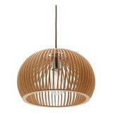 Lustre Grande Redondo Sala Madeira Mdf Cru Decoração