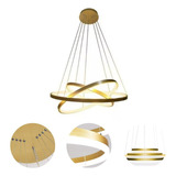 Lustre Led 3 Arcos Moderno Pendente Anéis De 89w Dourado 110v 220v