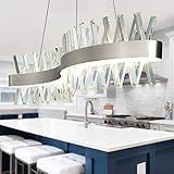 Lustre LED Moderno Para Salas De Jantar Lustre Linear De Cristal Cromado Lustres De Aço Inoxidável Luminária Pendente Grande De 100 Cm Para Cozinha Sala De Estar Luxuosa Branco Quente 3