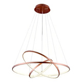 Lustre Led Moderno Pendente Anéis 3 Arco Aro Cobre Rose