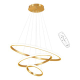 Lustre Led Pendente 89w 3 Anéis Moderno 3 Em 1 C Controle