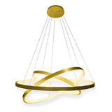 Lustre Led Pendente Moderno 3 Arcos Anéis 89w 60cm 5 Cores Cor Dourado 110v 220v