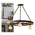 Lustre Luminária Rústica Pendente Roda De Carroça 3 Bocais