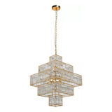 Lustre Mobile Cromado Com Cristais Transparentes