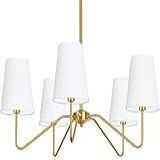 Lustre Moderno Com 5 Luzes Luminária De Teto Clássica Para Sala De Jantar Lustre De 76 Cm Com Base E14 Luminária Pendente Para Sala De Estar Corredor Quarto Altura Ajustável Ouro