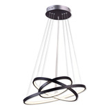Lustre Pendente De Led 3 Anéis Aron 60w Altaluce Cor Preto 110 220v
