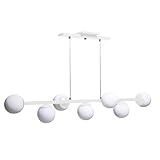 Lustre Pendente Figo 7 Globos Esfera De Vidro Branco 