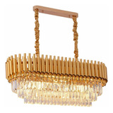 Lustre Pendente Legitimo Cristal Luxuoso Sala Quarto 8 X E14 Cor Dourado Voltagem 110v 220v