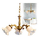 Lustre Pendente Metal Estilo Colonial C tulipa Cristal Estrutura Bronze Antigo 110v 220v bivolt 
