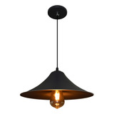 Lustre Pendente Modelo Prato Ideal Para Mesa De Bilhar Sinuca Cor Preto E Interior Preto 110v 220v bivolt 