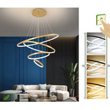 Lustre Pendente Moderno 4 Aneis Dourado Cabo 3m Luz 3 1 Bivolt 110v 220v Green Age