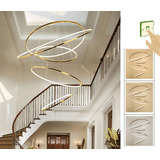 Lustre Pendente Moderno 5 Anéis Dourado Pe Direito Duplo Luz 3 1 Green Age