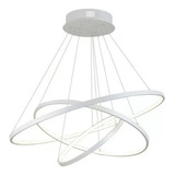 Lustre Pendente Moderno Anéis Led 3 Arcos 60cm Preto