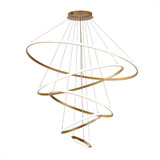 Lustre Pendente Moderno Led 5 Anéis Arcos Aros Dourado 3em1