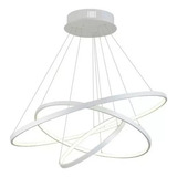 Lustre Pendente Moderno Neon 3 Anéis Branco Arcos De Fabrica