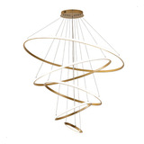 Lustre Pendente Moderno Nitrolux Lp 405d Anéis 5 Arcos Pe Direito Duplo Alto Cor Dourado 110 220v Luz Branca Calido 4000 K