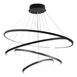Lustre Pendente Moderno Sindora Dcd03012 Anéis Led 4 Arco Pe Direito Duplo Cor Preto Bivolt