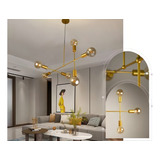 Lustre Pendente Moderno Sputnik Gun Dourado Cabo De 3m Com 6 Hastes Green Age