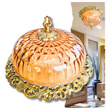 Lustre Plafon De Teto Em Metal Estilo Colonial Vidro Âmbar