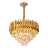 Lustre Redondo Dourado Cristais
