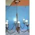 Lustre Teto Antigo  Banhado Cobre Funciona Colonial 6 Bocas