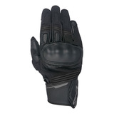 Luva Alpinestars Booster Couro Preta Cano Curto