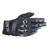 Luva Alpinestars Halo Couro Moto Piloto Cano Curto Cor Azul escuro preto Tamanho Xl