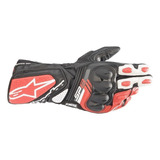 Luva Alpinestars Sp 8 V3 Couro Masculina Branco Vermelho Cor Preto branco vermelho Tamanho M