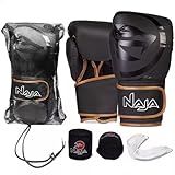 Luva De Boxe E Muay Thai 10oz Naja Black Line Kit Bandagem   Protetor Bucal   Bolsa  Bronze 