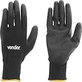 Luva De Poliéster Com Poliuretano Preta Tamanho 9 PPV 1009 Vonder VDO2416