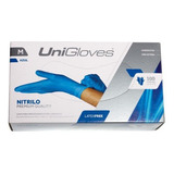 Luva Descartável Nitrílica G Azul Unigloves Cx C 100 Sem Pó