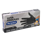 Luva Descartavel Viniflex Preta 100 Unidades Bompack Cor Preto Tamanho Gg