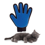 Luva Escova Tira Remove Pelo Cães Gato Azul Mão Direita