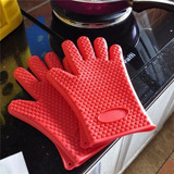 Luva Forno Fogão Par De Luvas De Silicone Lavável Multiuso Cor Vermelho