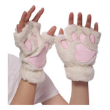 Luva Gato Pata Patinha Pelúcia Meio Dedo Cosplay Fantasia