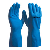 Luva Látex Anti Alérgica Handex Silver Azul Para Limpeza