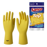 Luva Látex Limpeza Multiuso Sanro Top Amarela Tam G