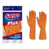 Luva Látex Proteção Limpeza Multiuso Sanro Plus Laranja Pmg