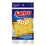 Luva Latéx Reforçada Amarela Limpeza Multiuso Sanro Top Pmgg Tamanho Gg Extra Grande