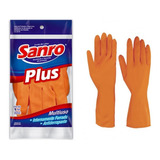 Luva Látex Sanro Plus Laranja Multiuso Tamanho M 10 Pares