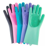 Luva Lava Louças Esponja Multiuso Cozinha Silicone 2 Pares