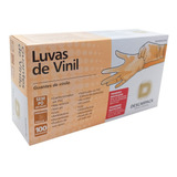 Luva Limpeza Vinil Sem Pó Descartável Procedimento C 100 Uni