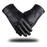 Luva Manga Masculina Couro Inverno Quente Moto Ski