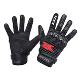 Luva Motoqueiro Texx Old Shoot Cano Curto Couro Preta Cor Preto Vermelha Tamanho G