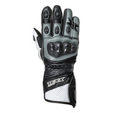 Luva Texx Pista V2 Couro Cano Longo Competição Vm Am Speed Motovelocidade Motociclista Cor Preto cinza Tamanho 3xl 4g