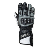 Luva Texx Pista V2 Couro Kevlar Cano Longo Competição Speed Racing Motovelocidade Motoqueiro Motociclista De Frio Motoboy Cor Preta cinza Tamanho S P