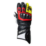 Luva Texx Pista V2 Couro Kevlar Cano Longo Competição Vm am Motovelocidade Motoqueiro Motociclista De Frio Motoboy Cor Vermelho E Amarelo Tamanho L Grande